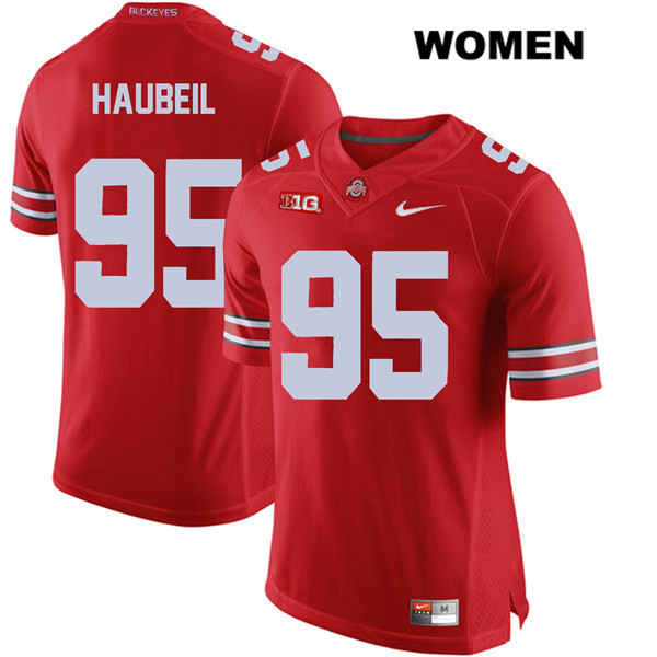 Ohio State Buckeyes Women's Blake Haubeil #95 Red Authentic Nike College NCAA Stitched Football Jersey LQ19G14IH